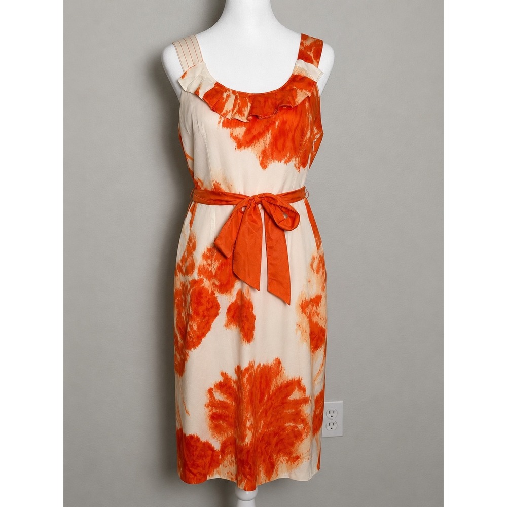Anthropologie Moulinette Soeurs Orange Blossom Dress 8 Cotton Pockets Classic